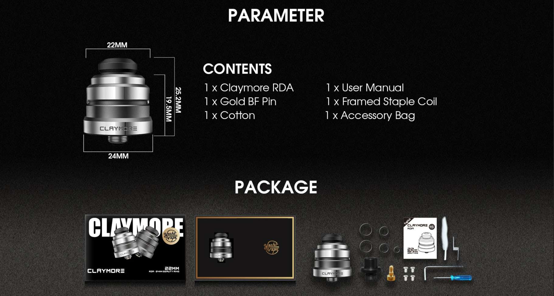 Yachtvape Claymore RDA 22mm-24mm - Image 6